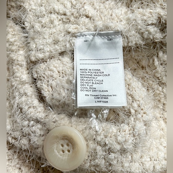 Laundry By Shelli Segal Sweater Eyelash Cream Knit Cardigan Womens Size S - Picture 10 of 13